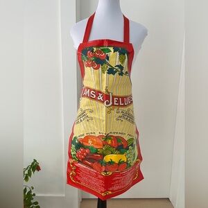 VINTAGE Jams and Jellies Bib Apron Oil Cloth Wipe Clean Baking Made England